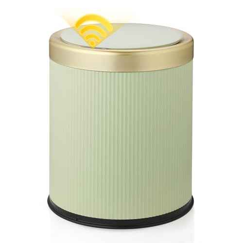 Smart Touchless Bathroom Trash Can, 2.8 Gallon Automatic Motion Sensor Rubbish Can with Lid Electric Small Garbage Bin for Kitchen, Office, Toilet, Bedroom -Green