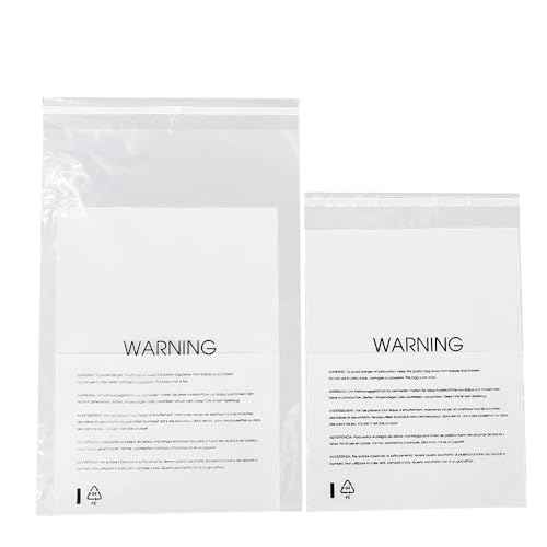 12¡± X 15¡± (100 Count) Clear Poly Bags with Suffocation Warning for Packaging, T Shirts & Mailing - Permanent Adhesive (100 Count 12''x15'')