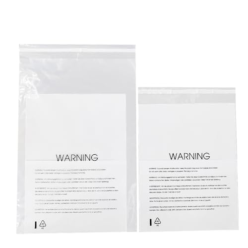 LESIBAG 12x15 Inch Clear Poly Bags 100 Count with Permanent Seal & Warning Label
