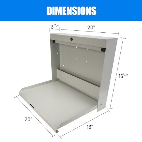 Wall-Mounted Folding Desk with Keyed Lock - Steel Floating Workbench
