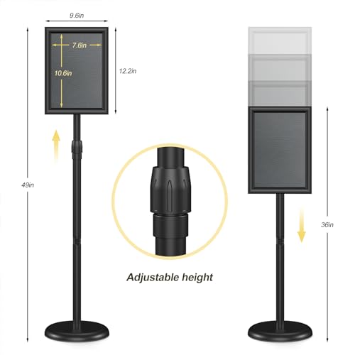 Relx Sign Holder Floor Stand Black 8.5x11 Inch Adjustable Signage Display