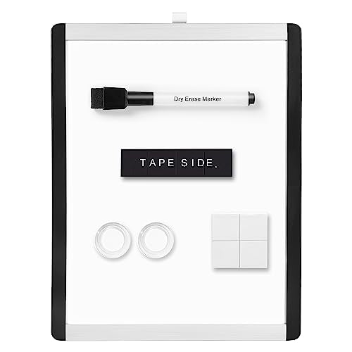 Amazon Basics Small Magnetic Dry Erase Whiteboard 8.5 x 11 Inches with Marker & Magnets - Lightweight Plastic/Aluminum Frame, Variation 11W x 8.5H