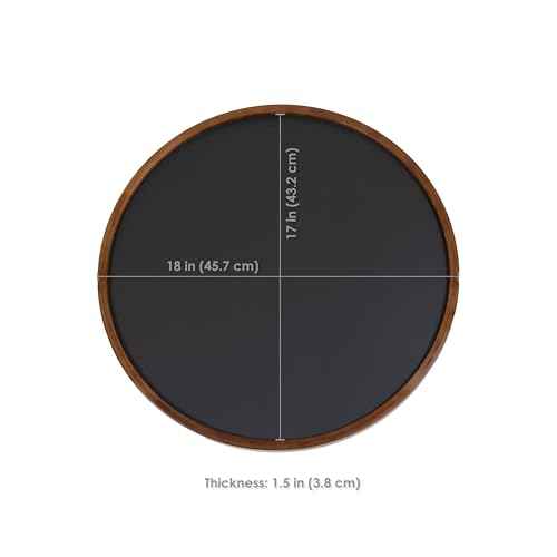 Sunnydaze Round Magnetic Chalkboard for Wall with Pine Frame - Includes Chalk and Eraser - Rustic Brown