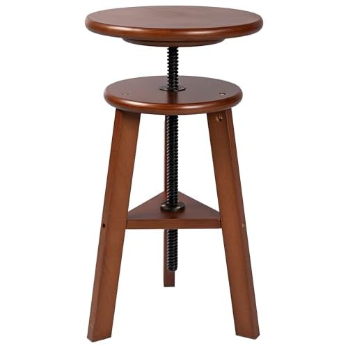 DJAR Wooden Drafting Stool, Beech Wood, Artist Stool Chair with Adjustable Height, Supports Up to 180 Lbs, for Artists, Home, Kitchen, or Office, Walnut