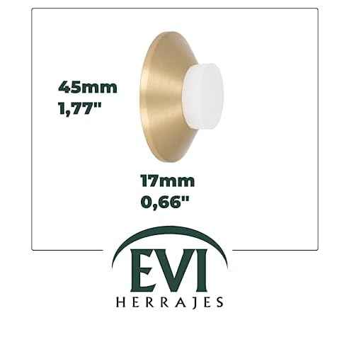 EVI Door Stoppers | Brass Door Handle Stopper - Adhesive and Screw Fastening - Protector Rubber - 1.77 x 0.66 Inch Door Stopper