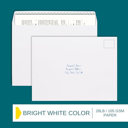 White EnDoc 9x12 Booklet Envelopes Self Seal 50 Pack - Large Mailing Flat