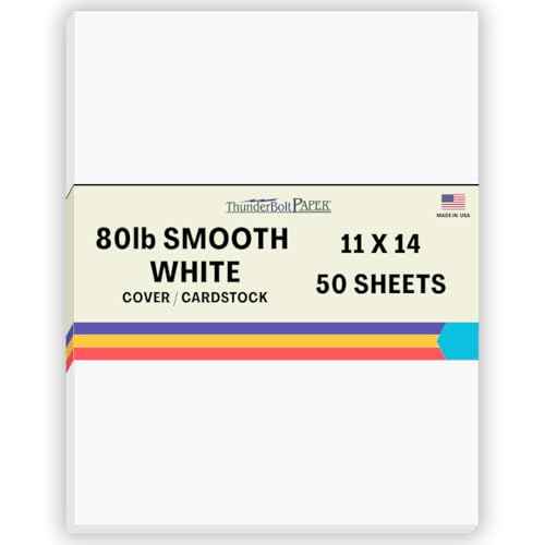 50 Bright White Smooth 80# Card Paper Sheets - 11" X 14" (11X14 Inches) Scrapbook|Picture-Frame Size - 80 lb/Pound Cover Weight - Quality Paper - Consistency in Print - Smooth Finish