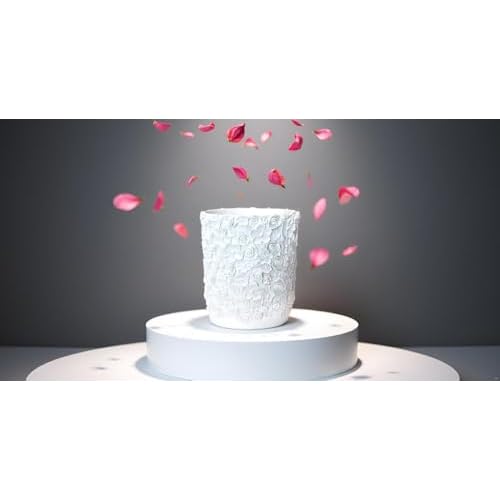 Decorative Trash Can Elegant Resin Carved Waste Basket 8"x10" Trash Bin Decor Rose Floral Garbage Can for Office Bathroom,Bedroom,Livingroom 8L/2.2Gallon(White)