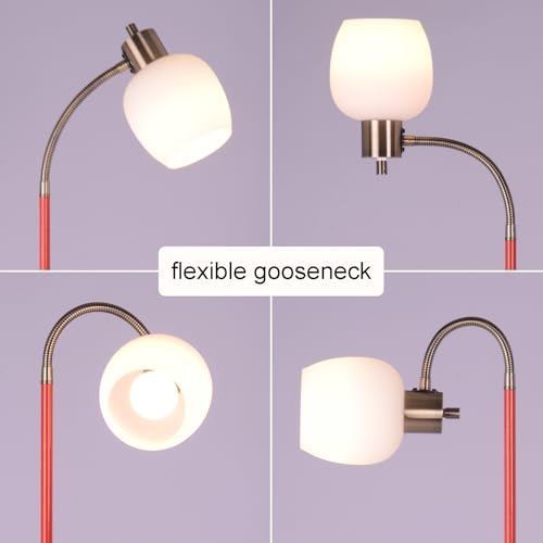 Adjustable Reading Floor Lamp,360¡ÆRotatable Shade,3CCT LED Bulb Include,Red Gooseneck