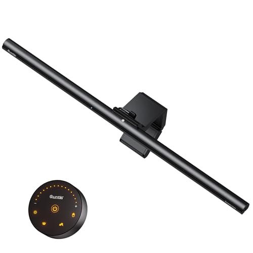Quntis 20.5'' Computer Monitor Light - Radar Motion Sensor, Eye-Care Professional Desk Lamp Bar, Stepless Dimming Remote Control, Auto-Dimming & Timer, Space Saving Fit for Curved & All Screens