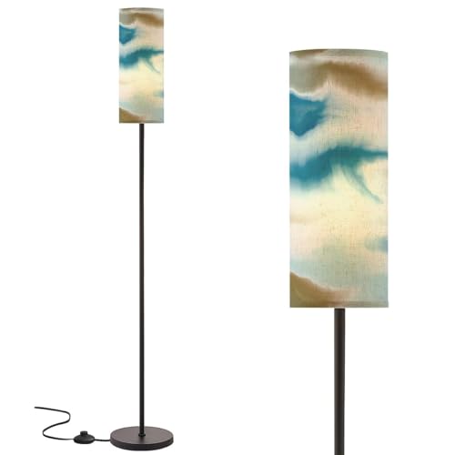 Modern Floor Lamp for Living Room & Office - Water Degrade Texture, Liquid Watercolor Stripe Effect, Remote Control, Dimmable, Tall Corner Lamp