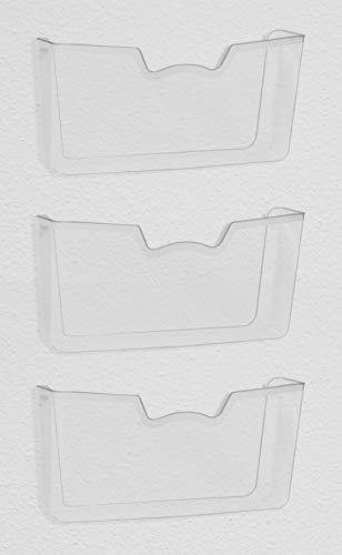 Simple Houseware 3 Pack Clear Wall Mount Single Pocket File Holders, Office Organization