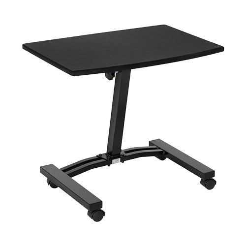 Seville Classics Airlift Adjustable Laptop Desk with Wheels - 24 Inch Black Flat Model