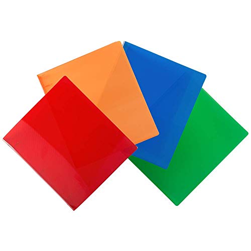 JAM Paper Assorted 1 Inch Plastic 3 Ring Binders - 4 Pack, Red Blue Green Orange