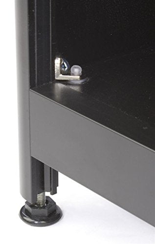 Displays2go Black Laminate Cash Register Stand 24" with Locking Drawer & Adjustable Shelf