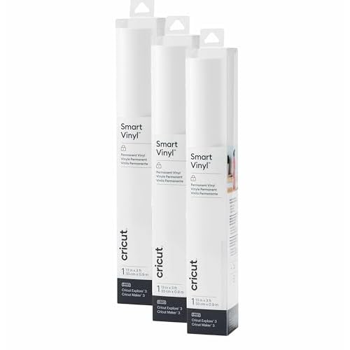 Cricut Smart Permanent Vinyl, White, 3-Pack of 3ft Rolls (13"x36") Adhesive Craft Vinyl - Matless Cutting for cuts up to 12ft with Maker 3 / Explore 3 Machines