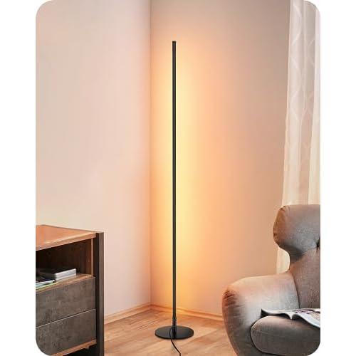EDISHINE Floor Lamps for Living Room, Remote Control & Foot Switch Corner Floor Lamp, 10%-100% Dimmable Standing Lamp with 7 Color Temperature, 57.5" Tall Floor Lamp for Bedroom, Office, Black