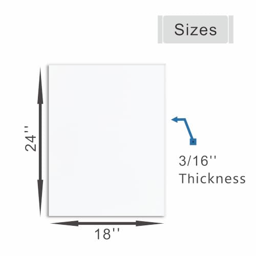 ZXUNLIEH 12 Pack White Foam Boards 18x24 Inch, 3/16 Inch Thick for Crafts & Signage