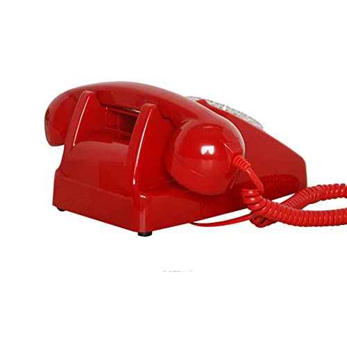 Corded Red Retro Telephone for Home Office, Classic Old Fashion Landline Phone, Wired Antique Decorative Desktop Phones Gift for Family