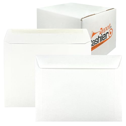 100 Heavy 28lb White Wove Booklet Envelope 10x13 Open Side Gummed Flap