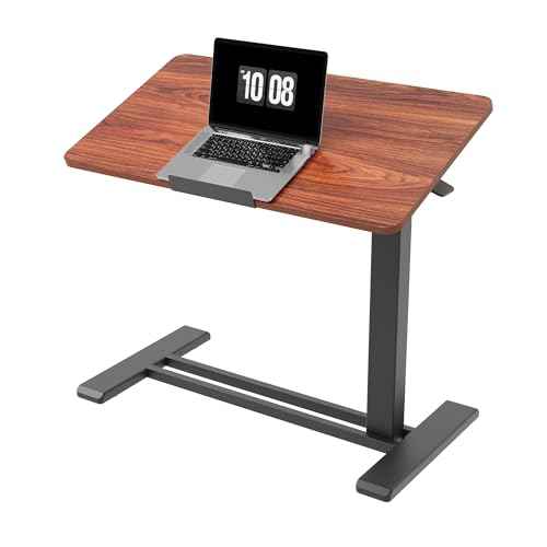 FLEXISPOT H7 PRO Mobile Standing Desk Adjustable Overbed Table Pneumatic with Wheels 90¡ÆTiltable Portable Laptop Desk Rolling Computer Cart Foldable Bedside Table(31.5" W x 17.7" D, Mahogany)