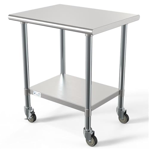 KoolMore 24x30 Stainless Steel Work Table with Under Shelf & Optional Wheels (CT2430-18C) - Heavy Duty