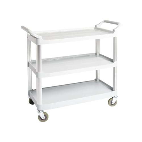Amazon Basics 3-Tier Rolling Utility Cart with Wheels – 400 lb Capacity, Gray