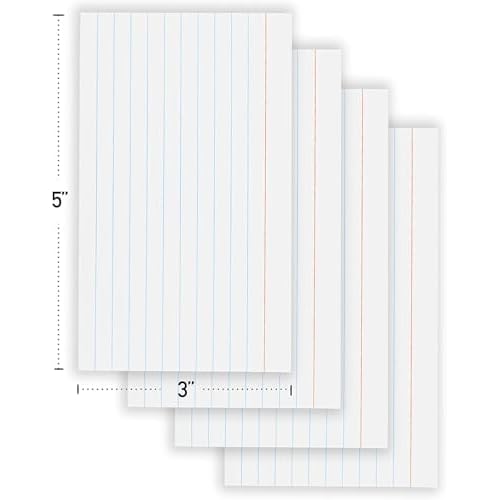 Index Cards 3x5 Bulk, (2400 Cards), Notecards, Flashcards, Notecards 3x5 lined, Blank on Back, Flashcards for School Home and Office, Ruled Index Card, 100 Per Pack, (24 Pack)