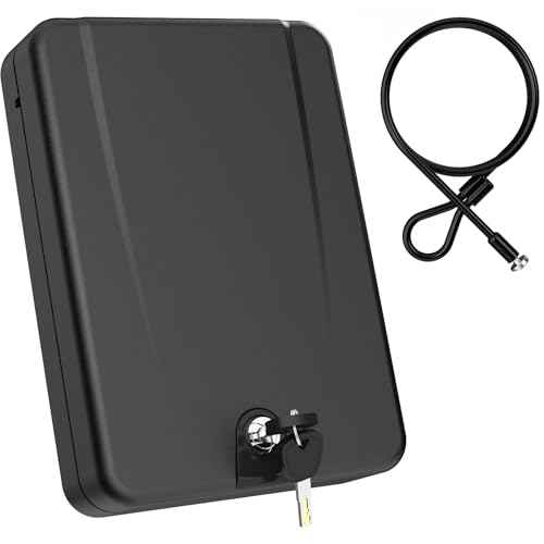 Gun Safe for Pistols Small Handgun Lock Box with Security Cable Portable Travel Pistol Safe for Car, Home, Travel