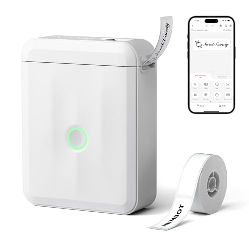 NIIMBOT D110 Upgraded Version Mini Label Maker Machine with Tape, Portable Bluetooth Thermal Printer, Sticker Labeler with Multiple Templates for Office Organization Home Kitchen School, White