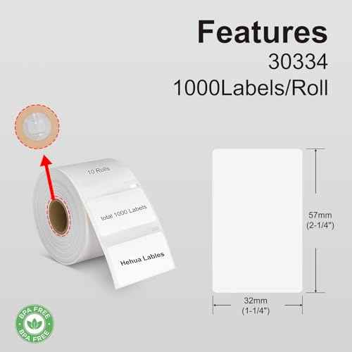 Hehua 2-1/4" x 1-1/4" Compatible with DYMO Labelwriter 550 5XL 30334 with RFID Chip, Multipurpose Barcode & FNSKU Labels, Perforated, Compatible with DYMO Desktop Printers, Total 4000 Labels/4 Rolls