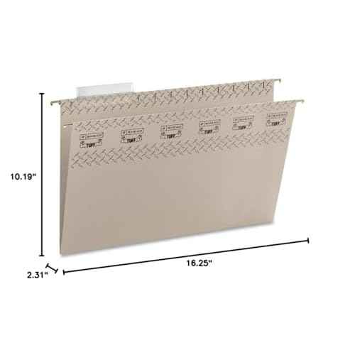 Smead TUFF Hanging File Folder with Easy Slide Tab, 1/3-Cut Sliding Tab, Legal Size, Steel Gray, 18 per Box (64093, Rod Color May Vary)