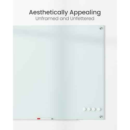 VUSIGN Glass Dry Erase Board for Wall, 36" x 24" Magnetic Dry Erase Board, Large Frameless Mounted White Board Dry Erase for Office, Home, School