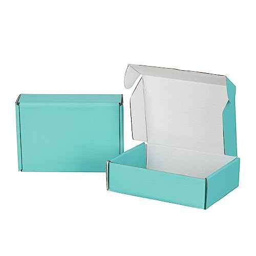 50 Pack 7x5x2 inches Shipping Boxes Teal, Corrugated Small Cardboard Boxes Mailers for Mailing Packing