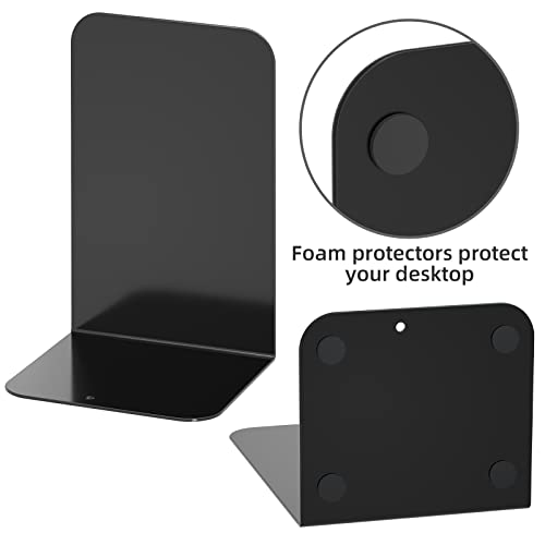 VFINE Black Metal Bookends 1 Pair Heavy Duty Shelving Organizer for Home Office
