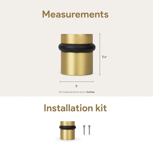 Floor Door Stop Heavy Duty Solid Brass Satin Brass 1.5in x 1in Diameter - 1 Pack
