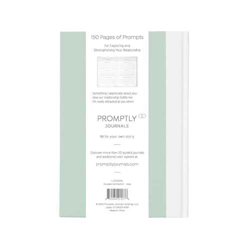 Promptly Journals, Our Connection Journal: 52 Weeks of Exploration for Two (Aloe, Green, Linen/Leatherette) | Couples Journal | Relationship Book for Couples | Couples Therapy Journal