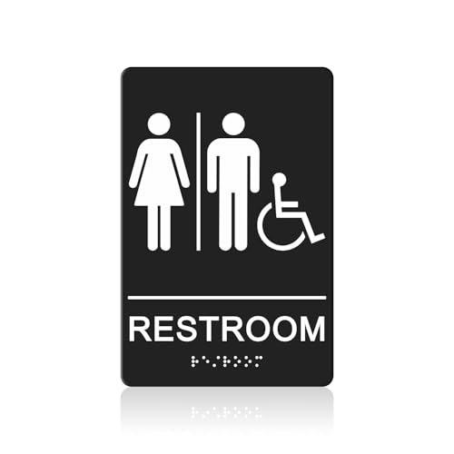 GicnKeuz ADA Braille Unisex Bathroom Signs,9 x 6 Inches Restroom Signs with Self-Adhesive Tape for Business or Office Bathroom and Toilet Door or Wall D?cor