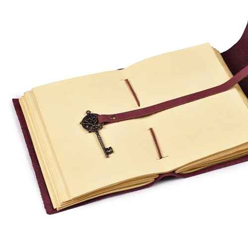 LEATHER VILLAGE Handmade Leather Bound Journal for Women- Fuchsia | 10"X7" | 260 Pages Blank of Vintage Paper Writing, Sketchbook, Notebook
