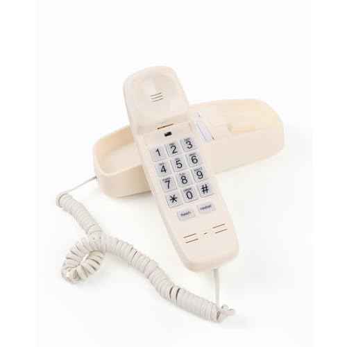 Landline Wall Phones for Home, Telephone Land Line Phones with Senior-Friendly Large Buttons, Wall Phone with Adjustable Loud Volume & Lighted Buttons, Durable Basic Design, Beige