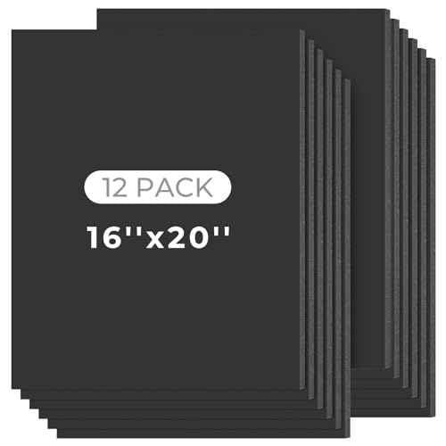 Mat Board Center, 12 Pack 16x20 Black Foam Boards, Acid Free Foam Core Board, 1/8 inch Thick