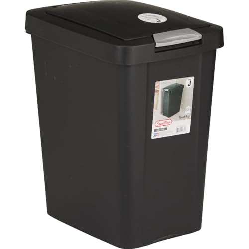 Sterilite 7.5 Gallon Black TouchTop Wastebasket - Slim, Concealed Lid