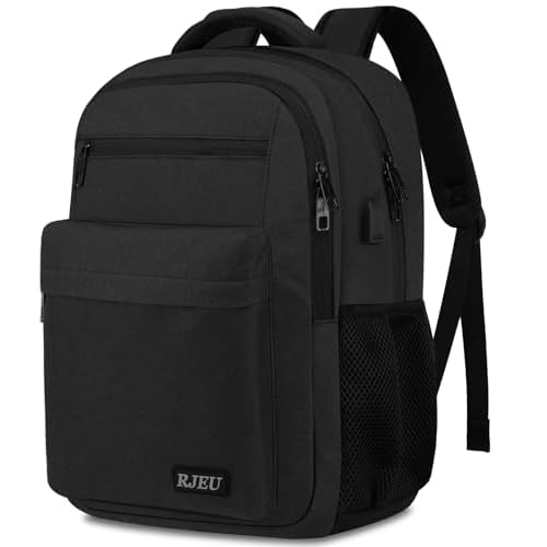 School Backpack for Teen Boys & College Students - 17.3 Inch Laptop Backpack, Ergonomic Anti-Theft Bookbag with USB Charging Port for High School, University, Black