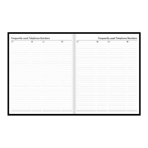 Letts of London Standard Quarto Day to a Page Planner in Leather-Look Hard Cover, 10.25-inch Length, Black, Office and School Supplies