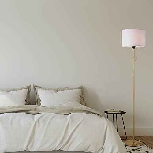 O¡¯Bright Ted - Drum Shade Standing Lamp, Pull Chain Switch, E26 Socket, Modern Minimalist Design, Simple Floor Lamp for Living Room, Bedroom, Office, Antique Brass