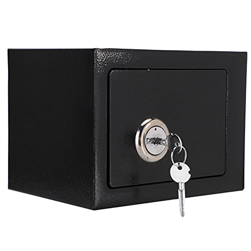 Steel Safe Box with Key Lock, Anti-Theft Security Storage for Cash, Jewelry, Documents, Home & Office Use, Includes 2 Keys & Screws