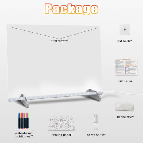 Lumiboard White LED Drawing Board 13.7x10 Inches with RGB Colors & Light Effects - Kids Art Gift for Easter Halloween Christmas Birthday