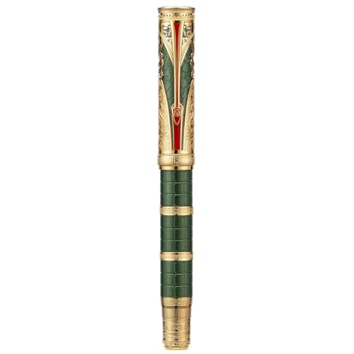 Hongdian D5X Fountain Pen - Green Qin Dynasty Writing Pen with Fine Nib and Converter Set