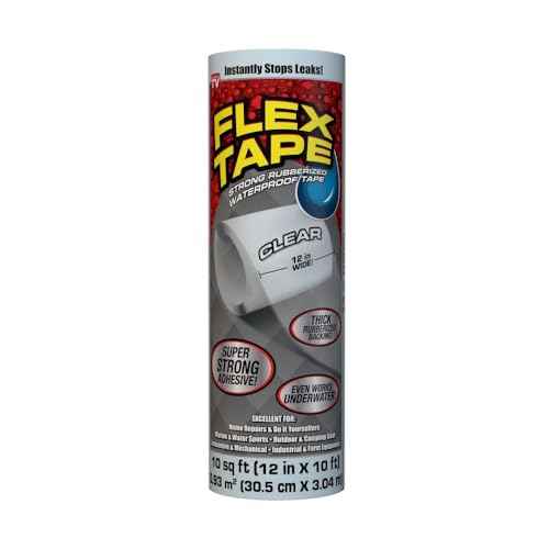 Flex Tape, Original Thick Flexible Rubberized Waterproof Tape - Seal and Patch Leaks, Works Underwater, Indoor Outdoor - Home RV Roof Plumbing and Pool Repairs, Clear, 12 in x 10 ft, Pack of 1