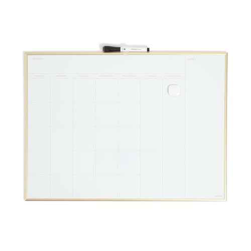U Brands Magnetic Dry Erase Calendar White Board for Wall, 24" x 18", Dry Erase Board White Board Calendar with Gold Aluminum Frame, Includes a Magnet and a Marker
